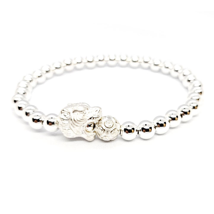 925실버 호랑이 은팔찌 6mm - 이미지 3