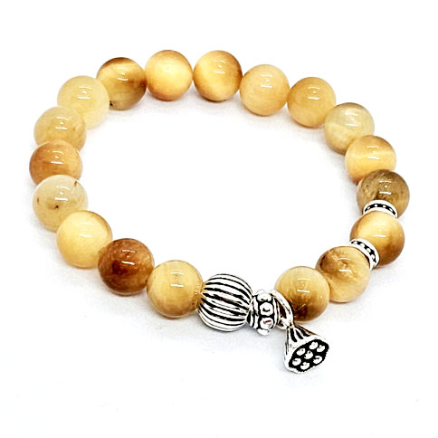 골드호안석 8mm 925실버 팔찌