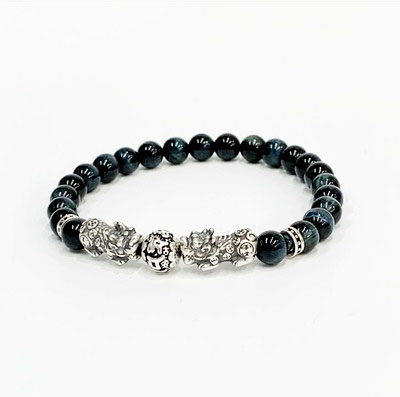 블루호안석 6mm 은 비휴 팔찌