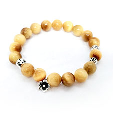 골드호안석 8mm 꽃장식 925실버 팔찌